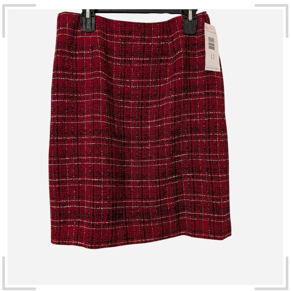 Villager Red Plaid Pencil Skirt